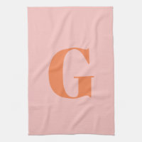Monograma moderno Pastel inicial Rosa y Naranja 