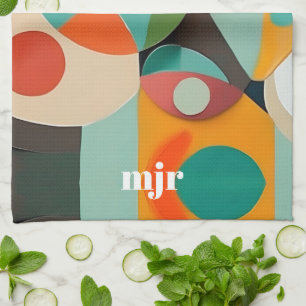 Paño De Cocina Monograma o nombre de arte moderno de medio siglo,