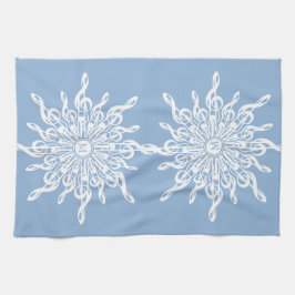 Paño De Cocina Monograma Ornamental Azul invernal G-Clef Snowflak