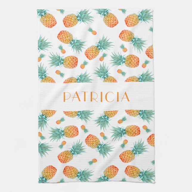 Paño De Cocina Monograma Patrón de frutas de piña (Vertical)