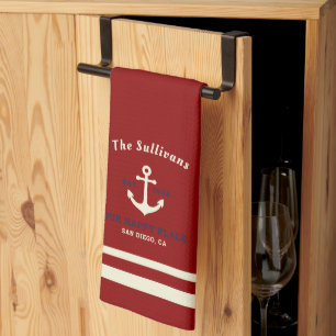 Paño De Cocina Monograma personalizado Burdeos Rojo Carmesí Newpo