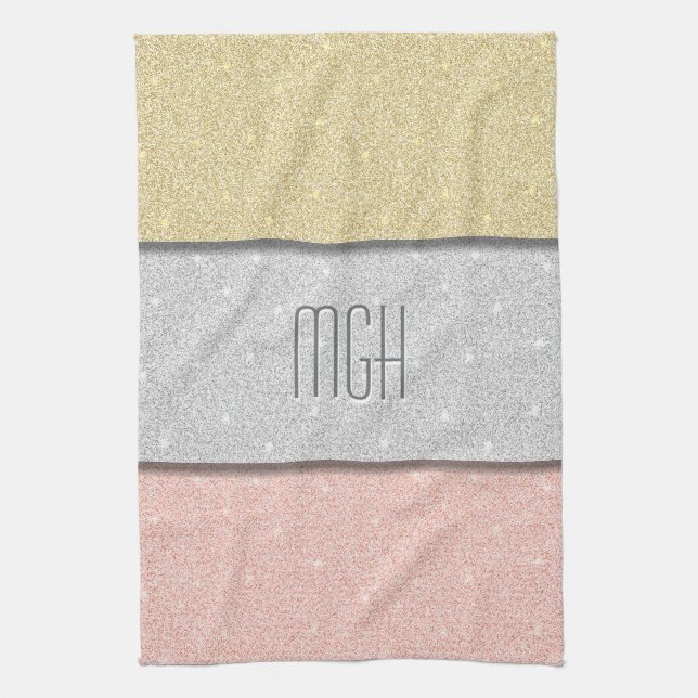 Paño De Cocina Monograma Personalizado con Brillo Falso (Vertical)
