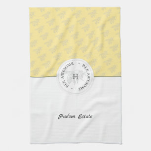 Paño De Cocina Monograma personalizado de abeja plateada