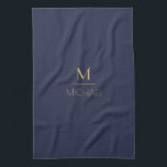 Paño De Cocina Monograma personalizado | Nombre de la Marina y Or<br><div class="desc">Tipo de letra Personalizada de la Marina de Monograma y de Arte Deco Gold, La plantilla está configurada para que pueda personalizar con su nombre y su número inicial. Si desea cambiar el color o estilo del tipo de letra, haga clic en personalizar más allá del final de la plantilla....</div>