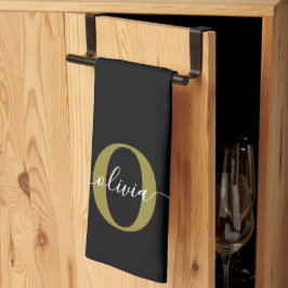 Paño De Cocina Monograma personalizado Nombre del guión blanco ne