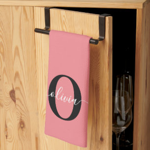 Paño De Cocina Monograma personalizado Nombre del guión negro ros