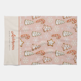 Paño De Cocina Monograma rosa de las cookies de los navidades