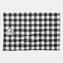 Paño De Cocina Monograma simple de búfalo revestido blanco negro