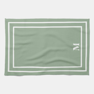 Paño De Cocina Monograma verde sabio moderno