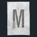 Paño De Cocina Monograma y nombre negrita personalizado moderno<br><div class="desc">Diseño de Monograma Moderno con letra monográfica personalizada "M" y nombre en negrita moderna sans serif estilo tipo de letra.</div>