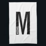 Paño De Cocina Monograma y nombre negrita personalizado moderno<br><div class="desc">Diseño de Monograma Moderno con letra monográfica personalizada "M" y nombre en negrita moderna sans serif estilo tipo de letra.</div>