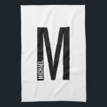 Paño De Cocina Monograma y nombre negrita personalizado moderno<br><div class="desc">Diseño de Monograma Moderno con letra monográfica personalizada "M" y nombre en negrita moderna sans serif estilo tipo de letra.</div>