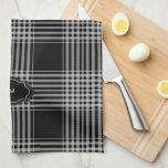 Paño De Cocina Monogramación de chuleta de búfalo blanco y negro<br><div class="desc">Rústico patrón de manto de búfalo negro y blanco,  toalla de cocina personal Puede personalizarlo y agregar su propio monograma</div>