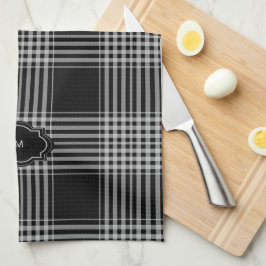 Paño De Cocina Monogramación de chuleta de búfalo blanco y negro