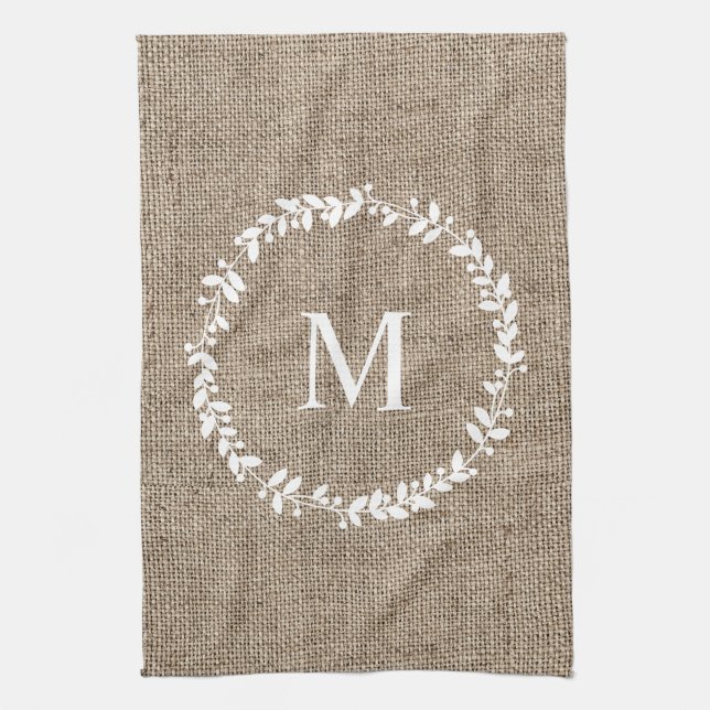Paño De Cocina Monogramado al estilo rústico de la casa de campo  (Vertical)