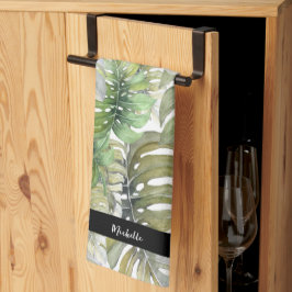 Paño De Cocina Monogramado de Monstera Verde Chef