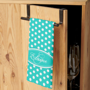 Paño De Cocina Monogramado de nombre personalizado de aqua con pa