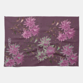 Paño De Cocina Monogramado floral púrpura moderno de campo