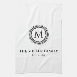 Paño De Cocina Monogramado | Nombre de familia | Blanco negro y g