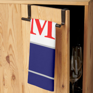 Paño De Cocina Monogramado Patriótico Azul Blanco Rojo