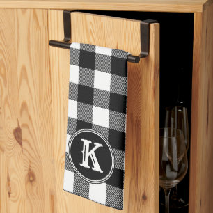 Paño De Cocina Monogramado Rústico Negro Tapado de búfalo blanco