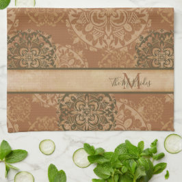 Paño De Cocina Monogrammed Boho Dark Rust Mandalas