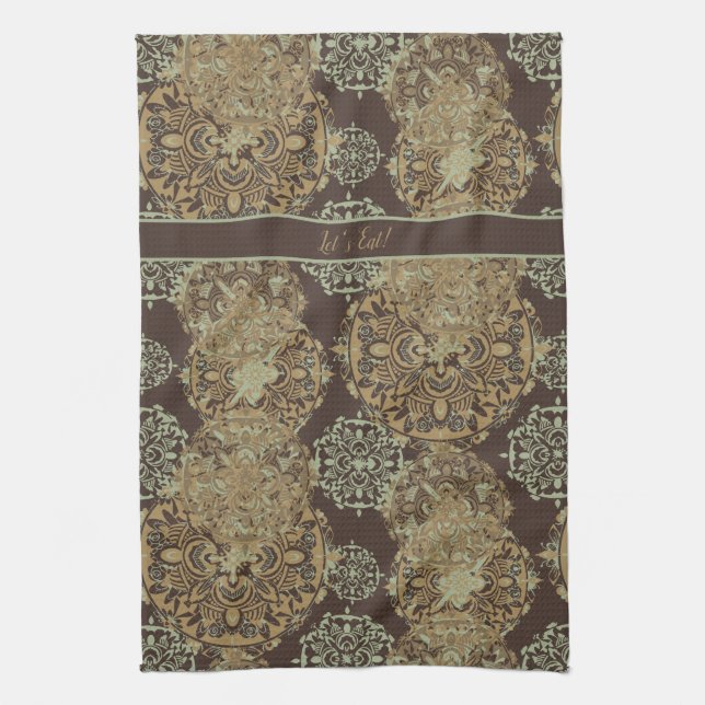 Paño De Cocina Monogrammed Boho Moody Mandalas (Vertical)