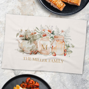 Paño De Cocina Monogrammed Forest Floral Botanical Family Name