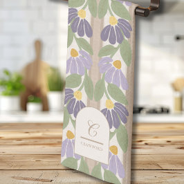 Paño De Cocina Monogrammed Vintage Purple Floral Kitchen Towel