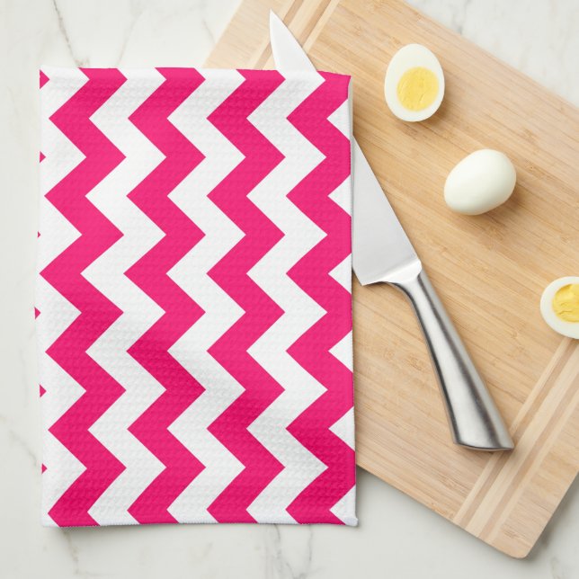 Paño De Cocina Monogramo Bright Pink Zigzag (Doblado Cuarto)