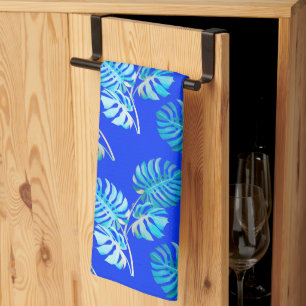 Paño De Cocina Monstera Brisa Azul Cobalto