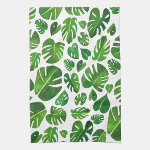 Paño De Cocina Monstera Sale de plantas tropicales gouache verde