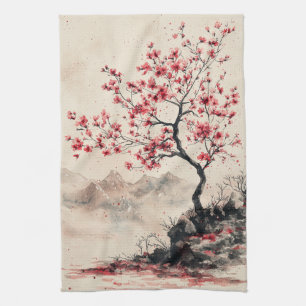 Paño De Cocina Montaña Serenidad Crimson Sakura (1)