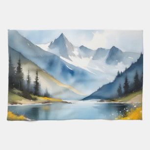 Paño De Cocina Montañas cubiertas de nieve y un lago
