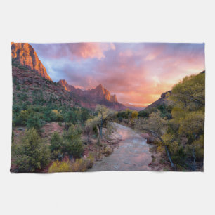 Paño De Cocina Montañas   El parque nacional Watchman Zion Utah
