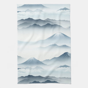 Paño De Cocina Montañas Tranquilas Nieve Azul Blanco Escena
