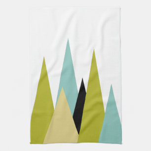 Paño De Cocina Montañas Triangulares De Negro Turquesa Verde