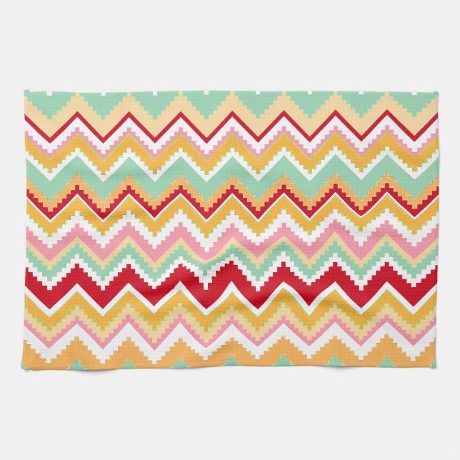 Paño De Cocina Montañas Tribales Aztec Andes Chevron Fiesta Zigag (Horizontal)