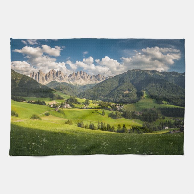 Paño De Cocina Montañas | Valle de Funes, Dolomitas, Italia (Horizontal)