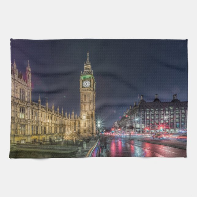 Paño De Cocina Monumentos | Big Ben de noche (Horizontal)