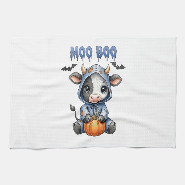 Paño De Cocina Moo Boo Halloween Cow (Horizontal)