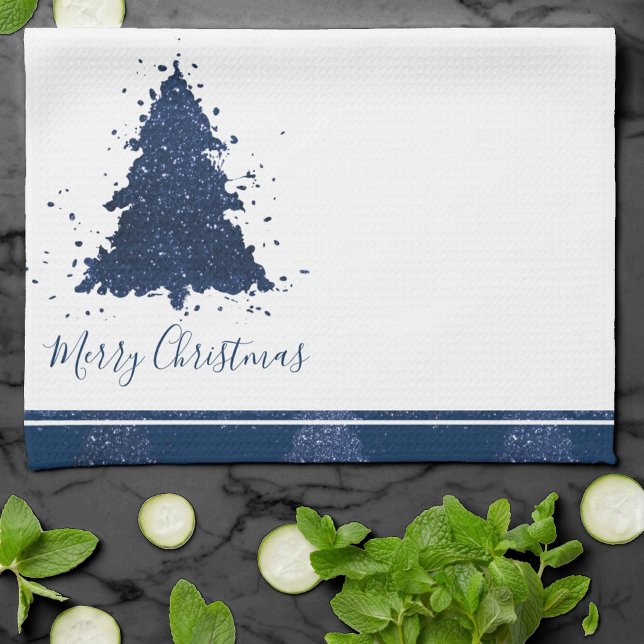 Paño De Cocina Moody Merry Christmas | Árbol azul de la Marina Os (Subido por el creador)