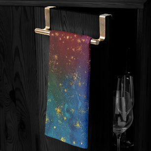 Paño De Cocina Moody Ombre   Psicodelia Grunge Gold Stardust