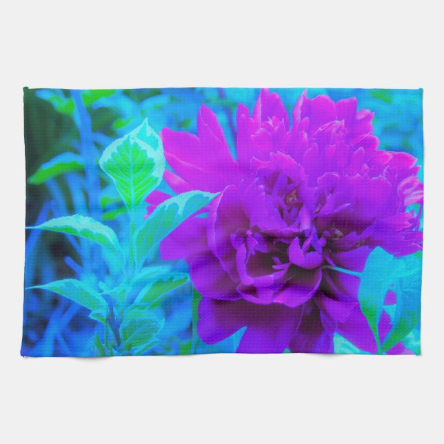 Paño De Cocina Moody Purple Peony con el hermoso follaje de Weige (Horizontal)