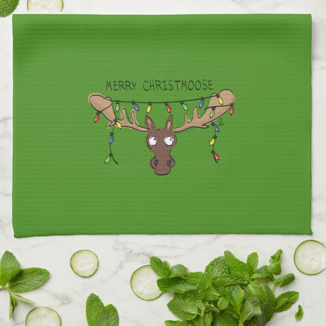 Paño De Cocina Moose Cute Funny Navidades (Doblado)