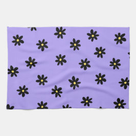 Paño De Cocina Morado Black Tropical Floral Primavera Botánica