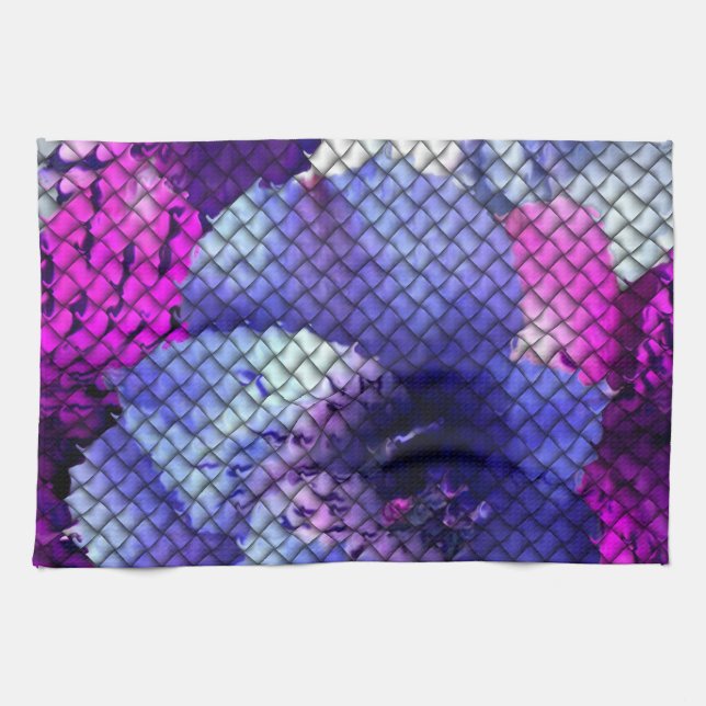 Paño De Cocina Morado Hibiscus Tejido Mosaico Aspecto (Horizontal)
