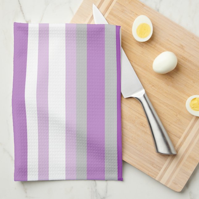 Paño De Cocina Morado malva y blanco (Doblado Cuarto)