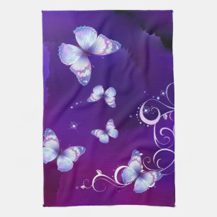 Paño De Cocina Morado Profundo color de agua mariposa MoJo Ki Nor