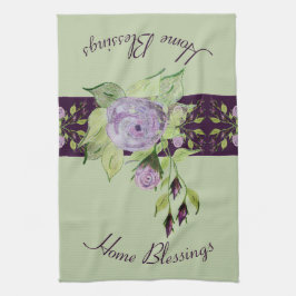 Paño De Cocina Morado Rosa Floral